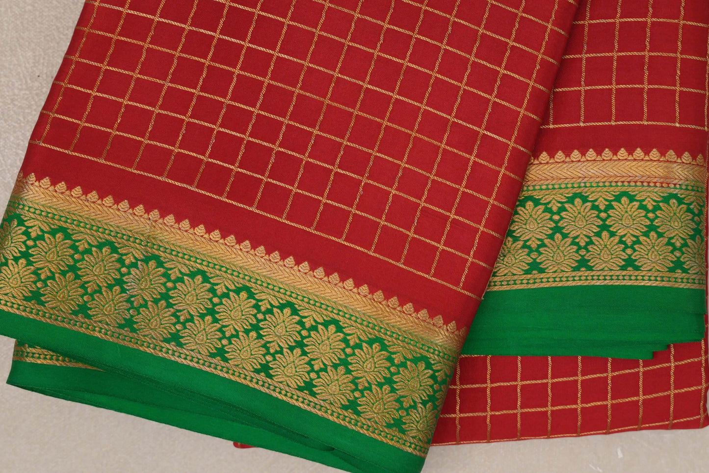 Chilli Red Mysore Silk Saree borders