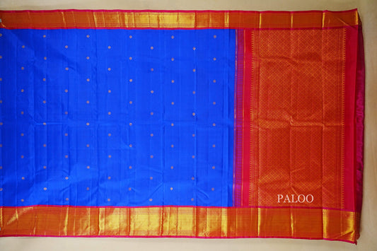 Royal Blue Vintage Kanjivaram Silk Saree Paloo