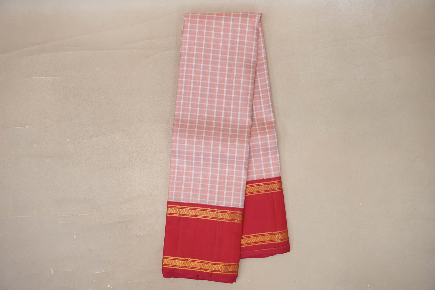 Online Peach Pink with Reddish Pink Rettai Pettu Borders Vintage Kanjivaram Silk Saree