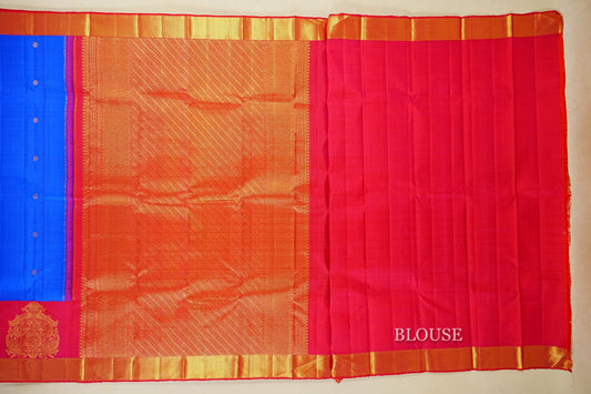 Royal Blue Vintage Kanjivaram Silk Saree blouse