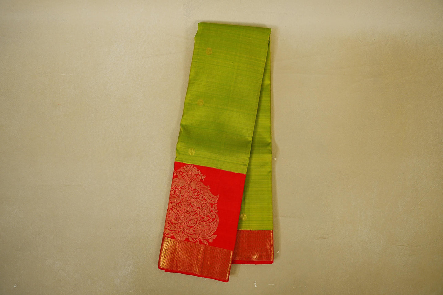 Parrot Green with Red Borders Vintage Kanjivaram Silk Saree online