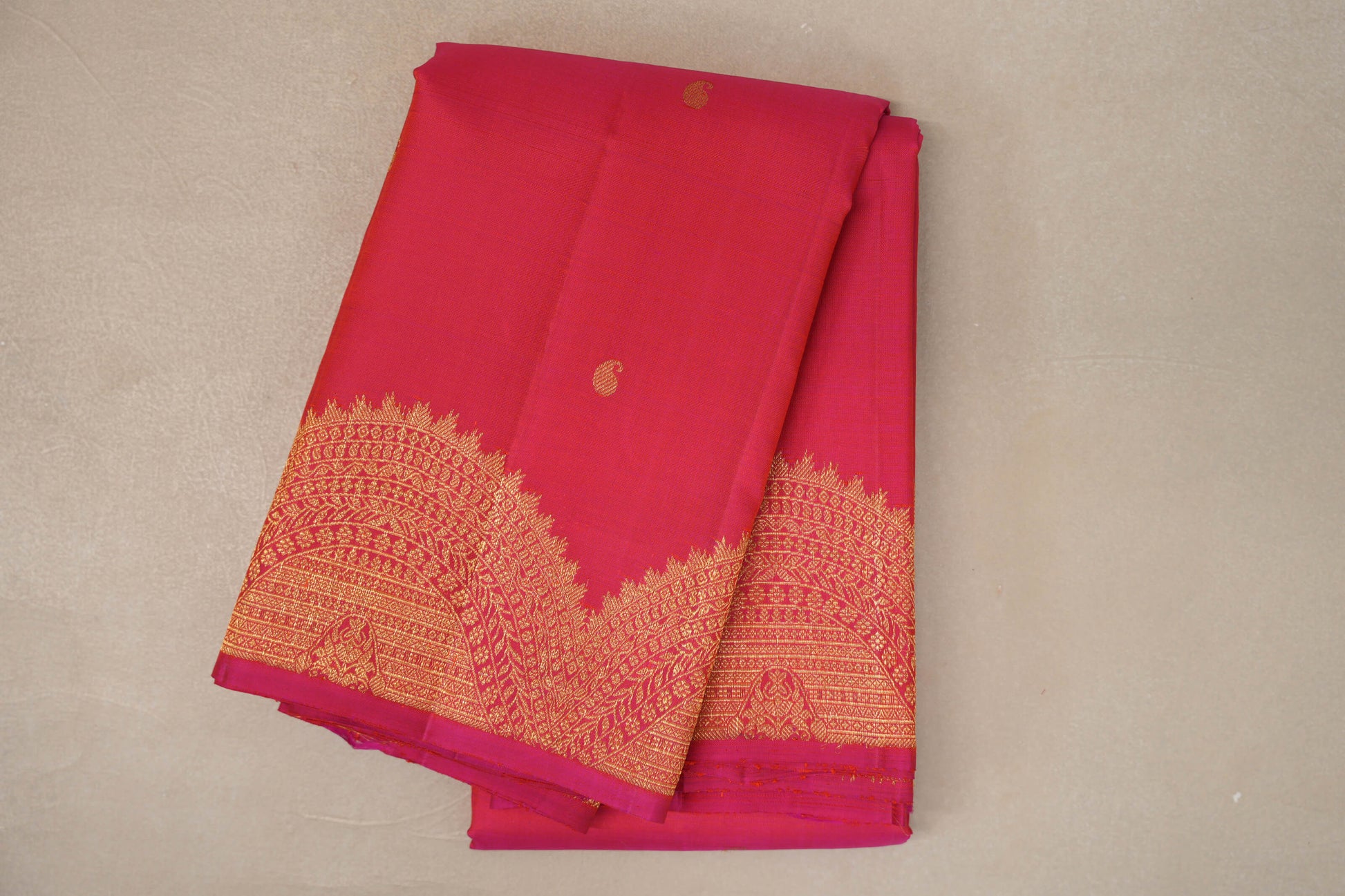 Orangish Pink Vintage Kanjivaram Silk Saree