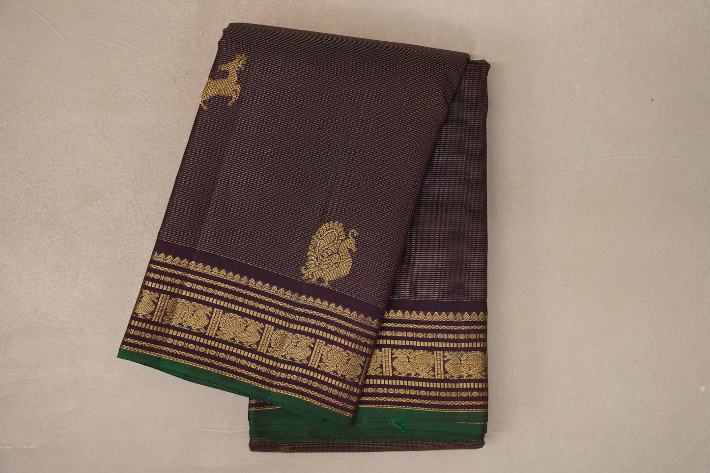 Deep Plum Vaira Oosi Vintage Kanjivaram Silk Saree