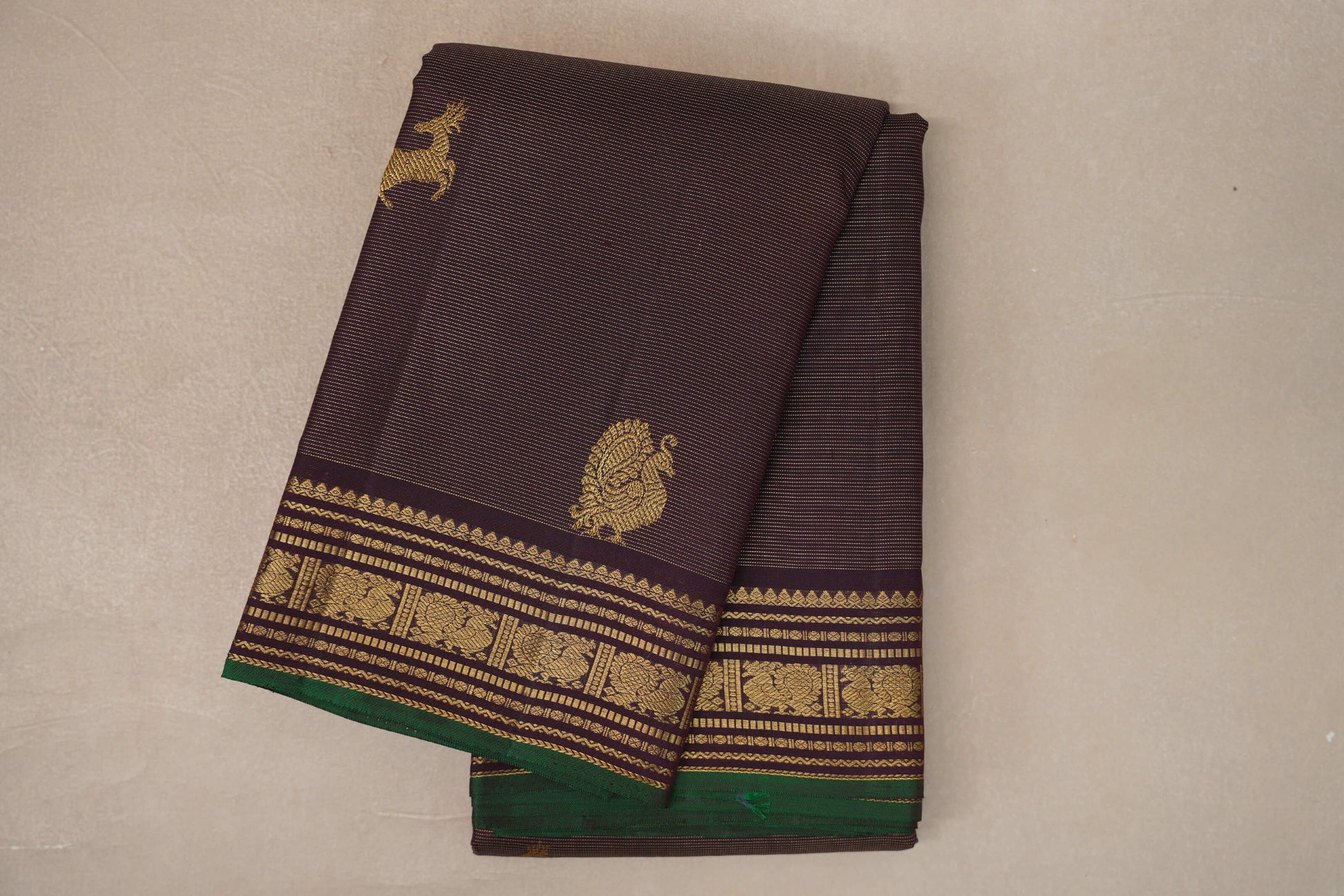 Deep Plum Vaira Oosi Vintage Kanjivaram Silk Saree