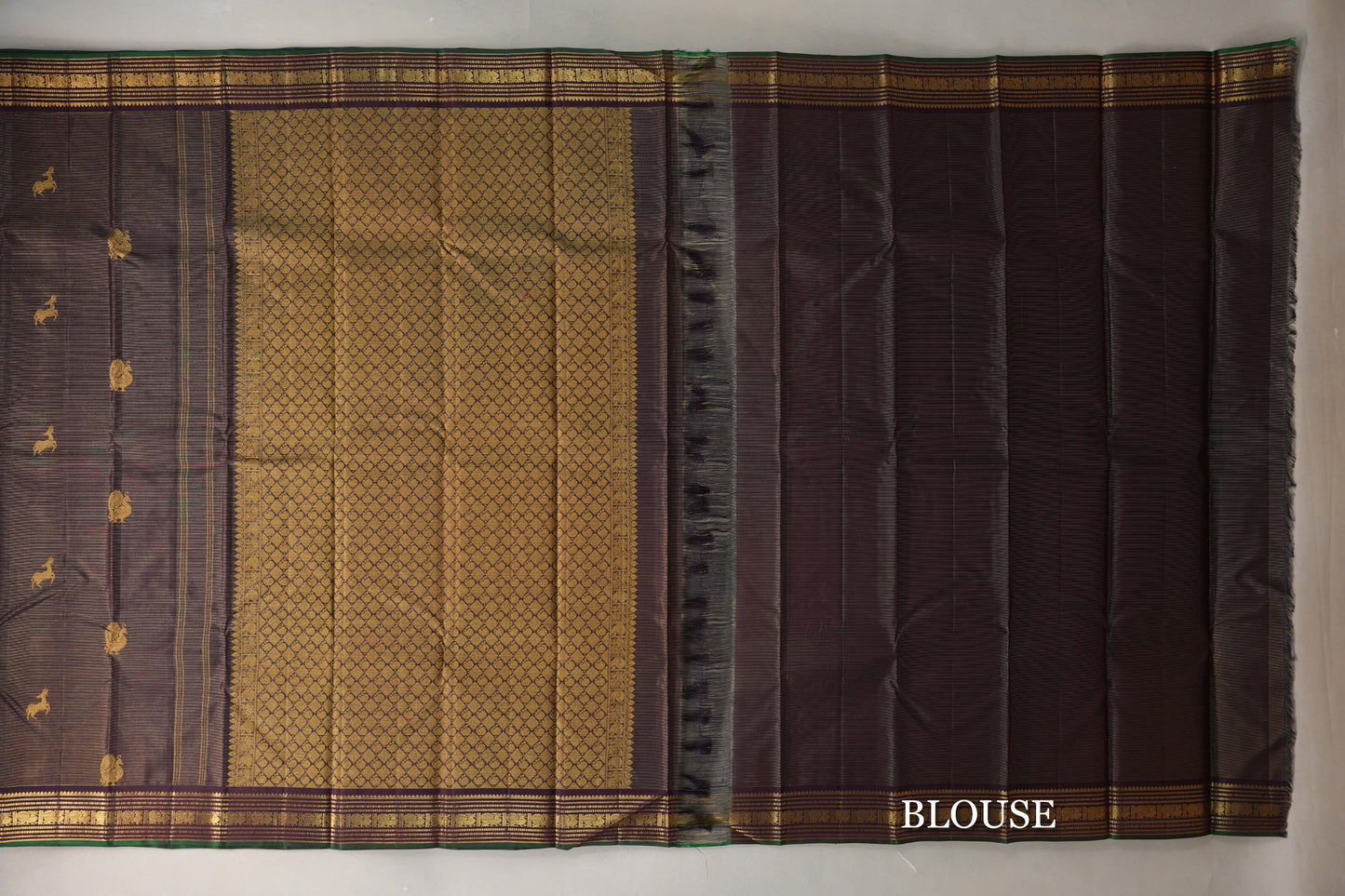 Deep Plum Vaira Oosi Vintage Kanjivaram Silk Saree blouse