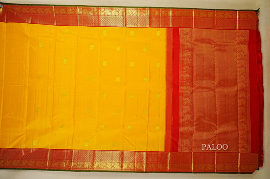 Mango Yellow Vintage Kanjivaram Silk Saree paloo