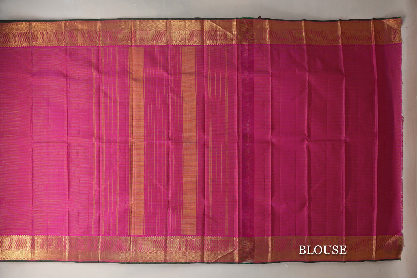 Bright Pink Vaira Oosi Vintage Kanjivaram Silk Saree blouse