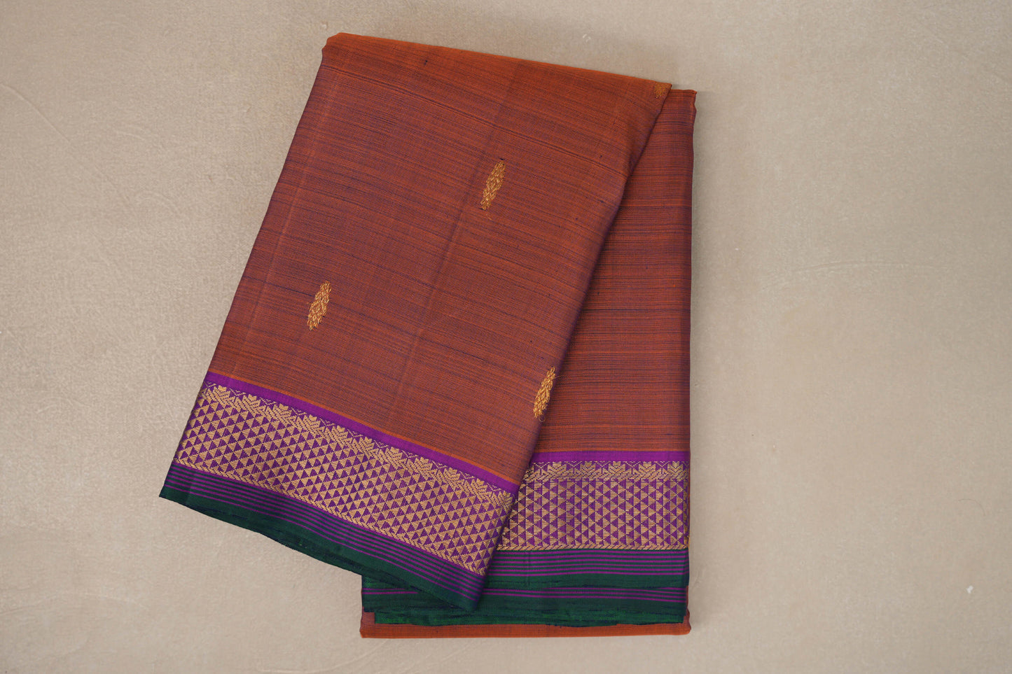 Dual Tone of Violet and Copper Brown Vintage Kanjivaram Silk Saree