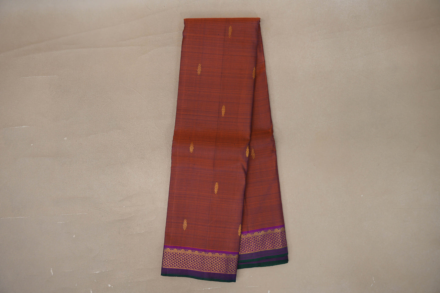 Online Dual Tone of Violet and Copper Brown Vintage Kanjivaram Silk Saree