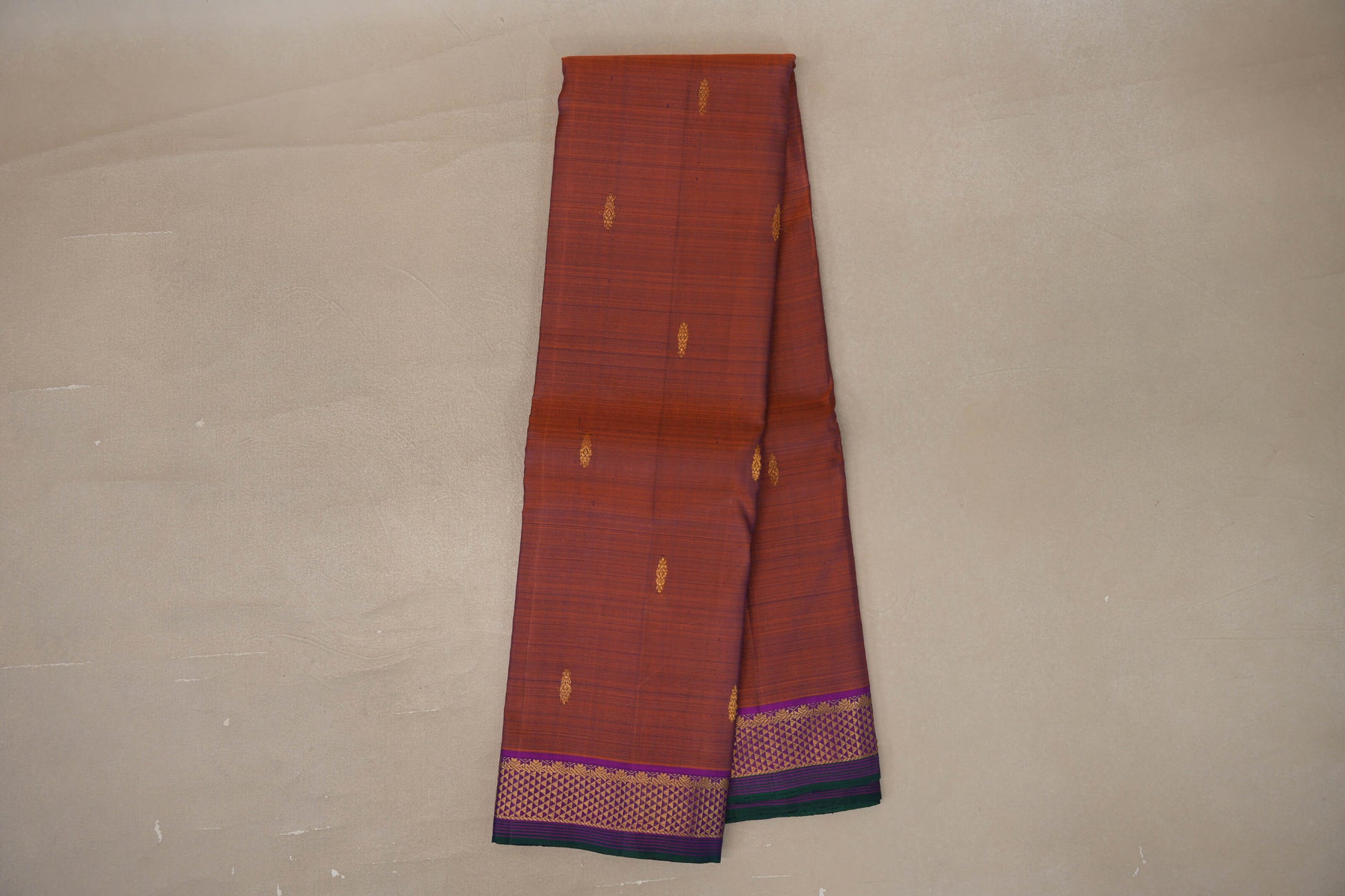 Online Dual Tone of Violet and Copper Brown Vintage Kanjivaram Silk Saree