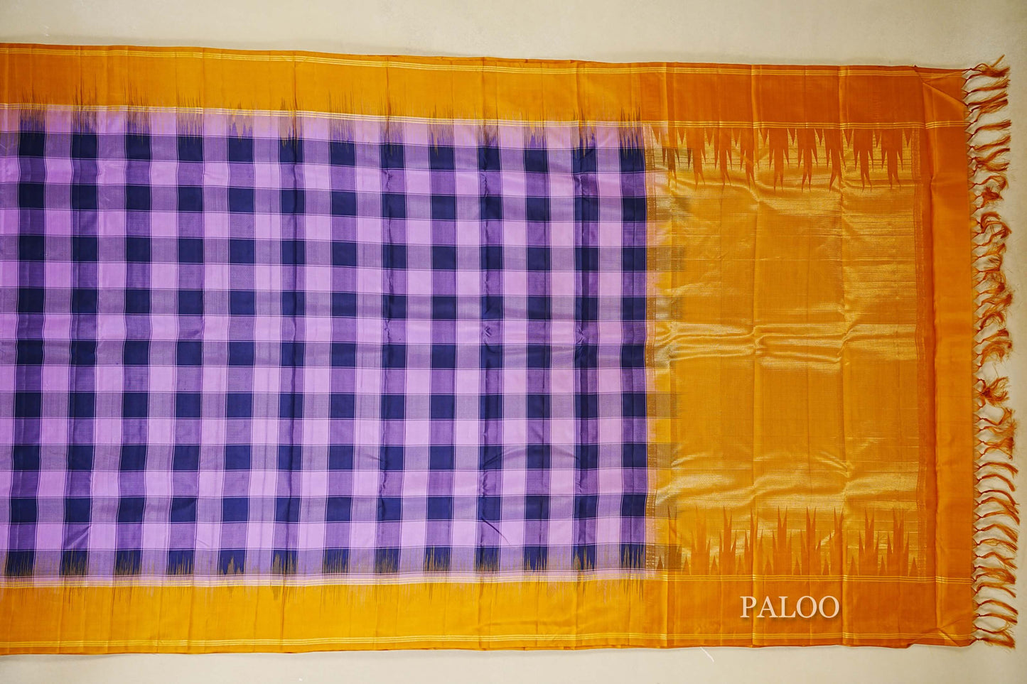 Multi Color Checks Light Weight Kanchipuram Silk Saree paloo