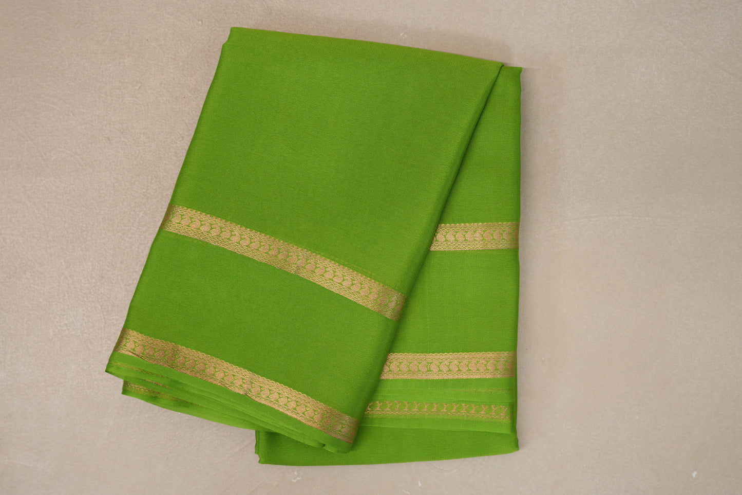 Bright Parrot Green Mysore Silk Saree