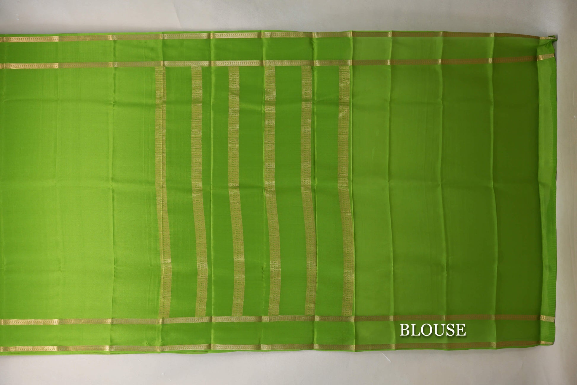 Bright Parrot Green Mysore Silk Saree blouse