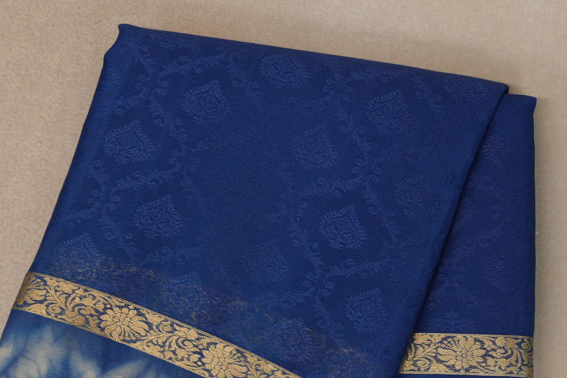 Ink Blue Mysore Silk Saree body
