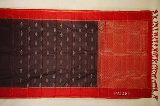 Dark Coffee Brown  Light Weight Kanchipuram Silk Saree paloo