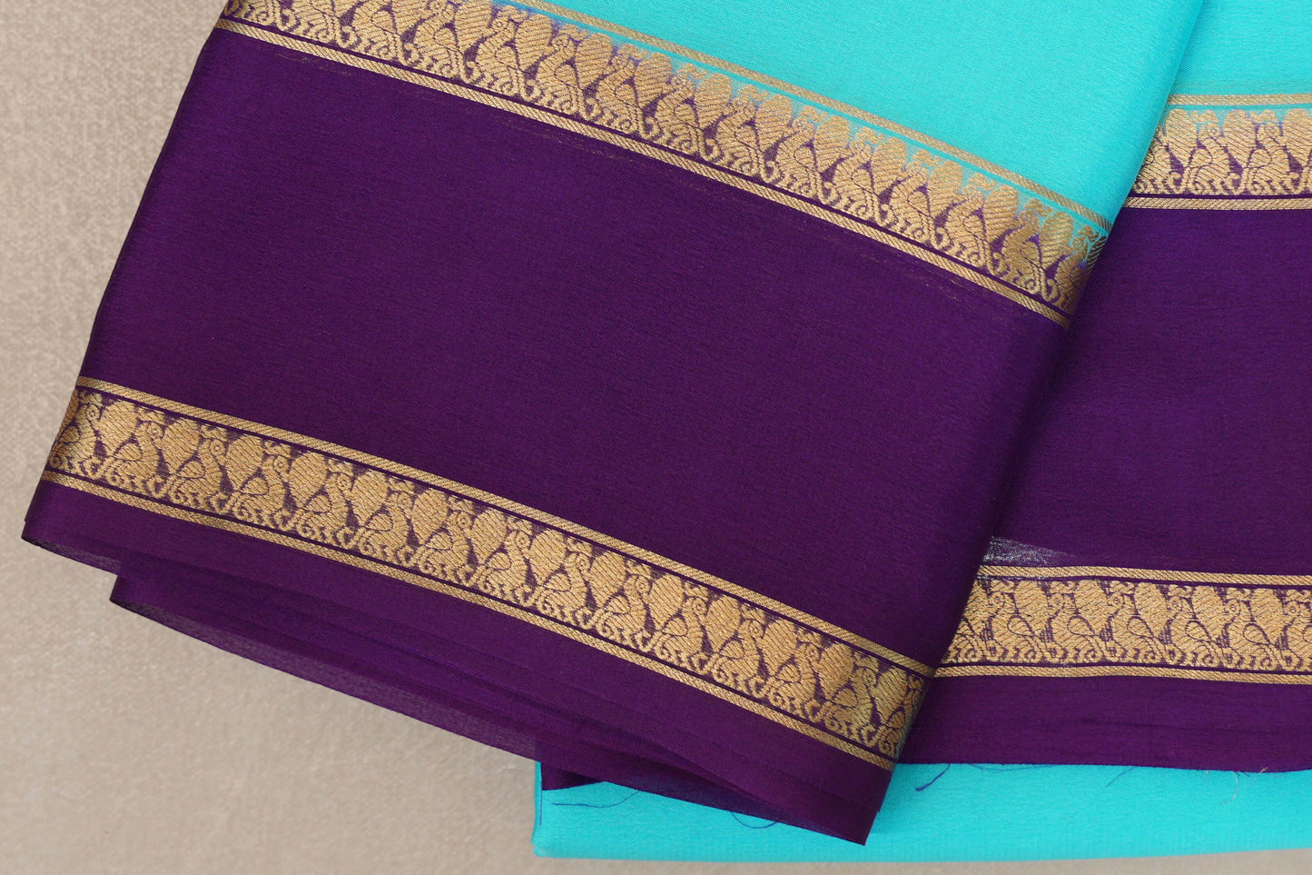 Aqua Blue Mysore Silk Saree border