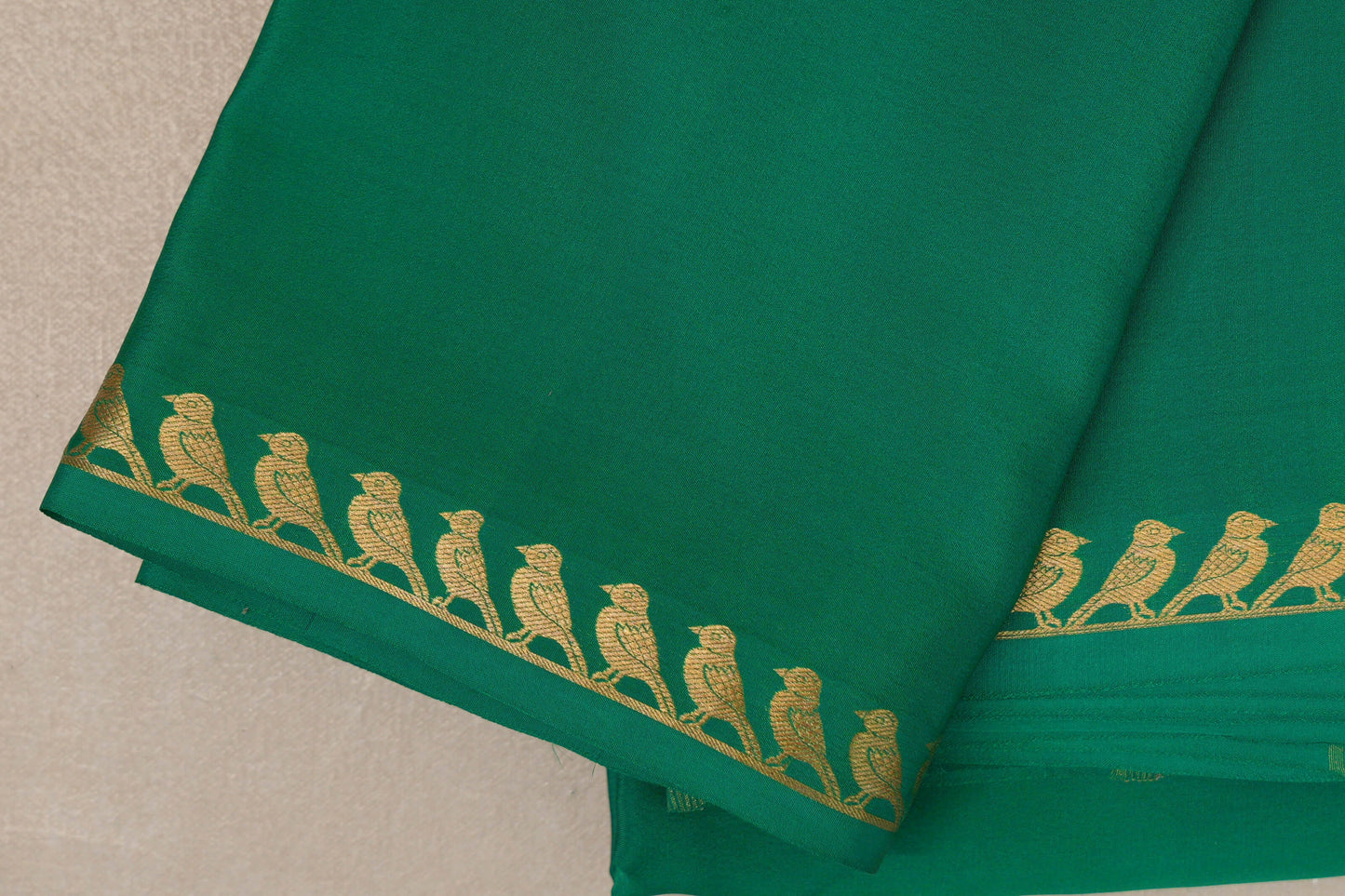 Emerald Green Mysore Silk Saree border