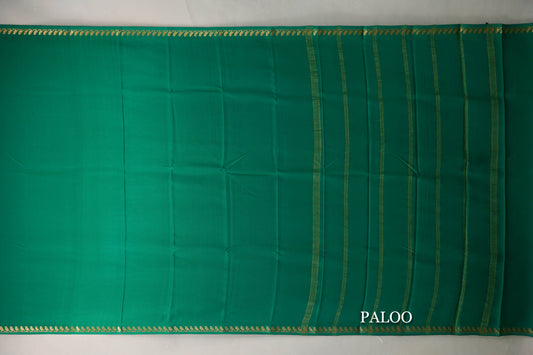 Emerald Green Mysore Silk Saree paloo