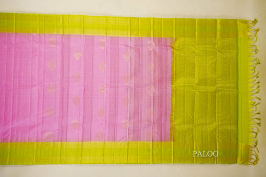 Light Pink Light Weight Kanchipuram Silk Saree Paloo
