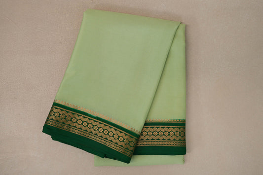 Pastel Pistachio Green with Emerald Green Borders Mysore Silk Saree