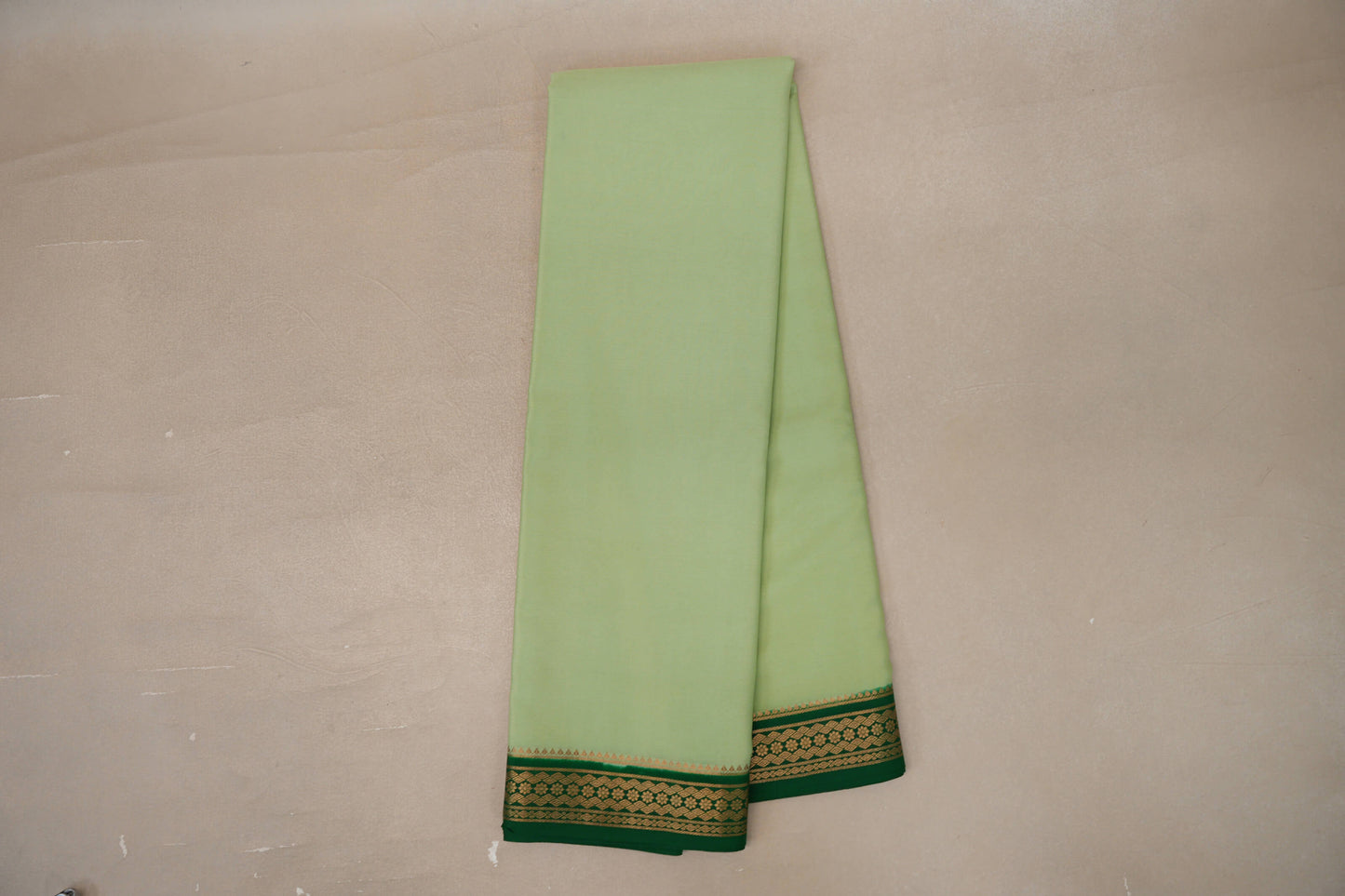 Online Pastel Pistachio Green with Emerald Green Borders Mysore Silk Saree
