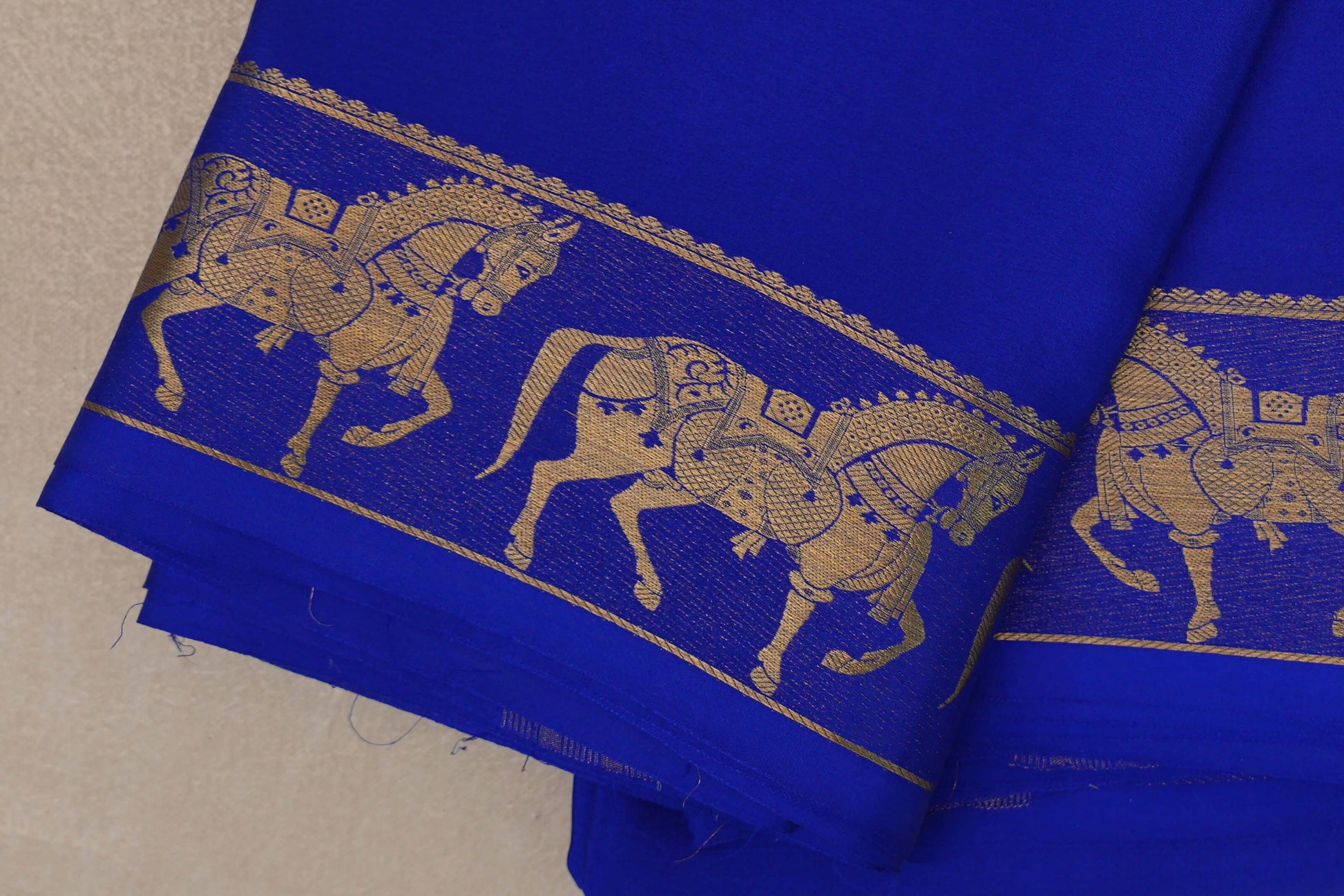 Bright Royal Blue Mysore Silk Saree border