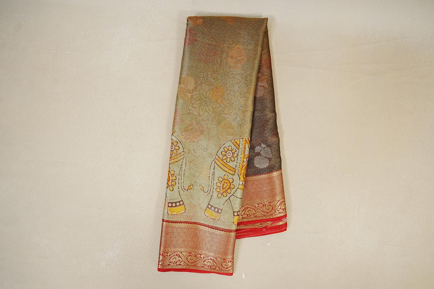 Dual Tone Pastel Green with Antique Gold Mysore Silk Saree online