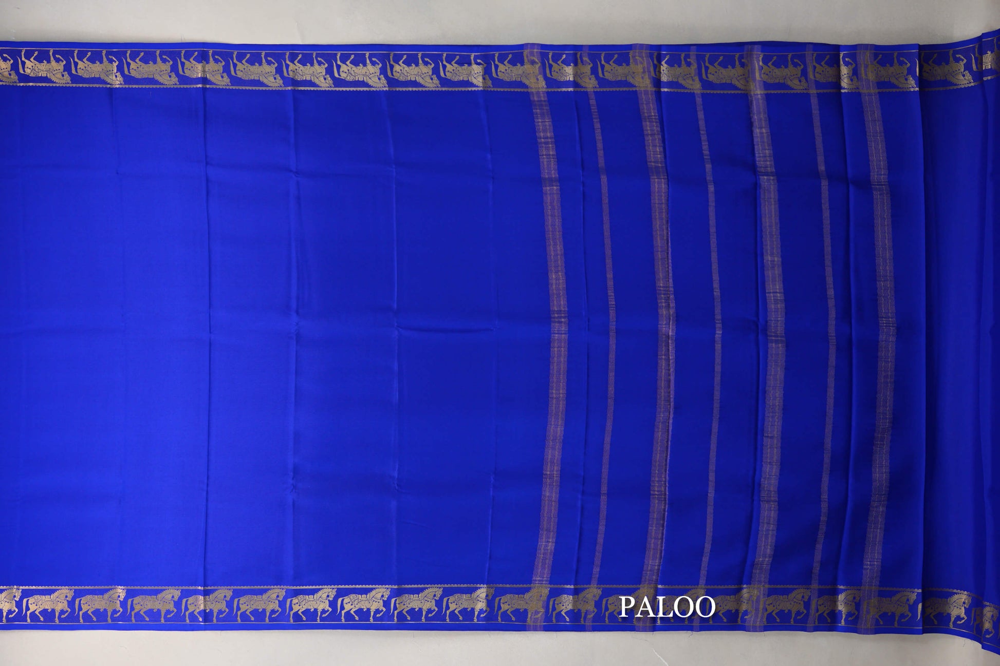 Bright Royal Blue Mysore Silk Saree paloo