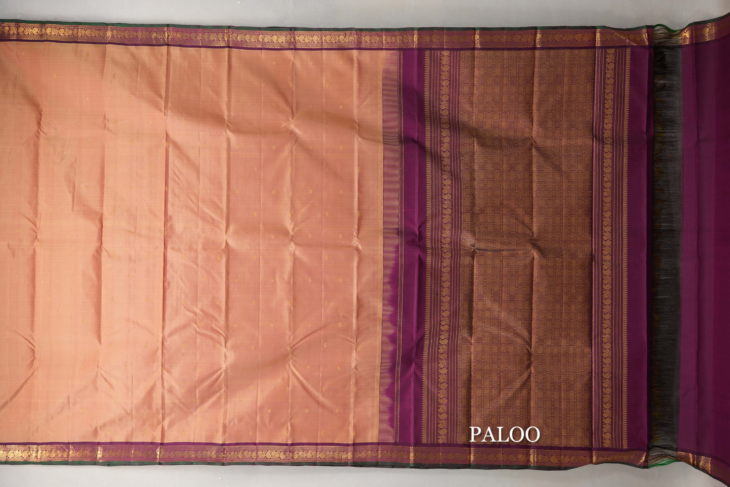 Dual Tone of Yellow & Pink Vintage Kanjivaram Silk Saree paloo