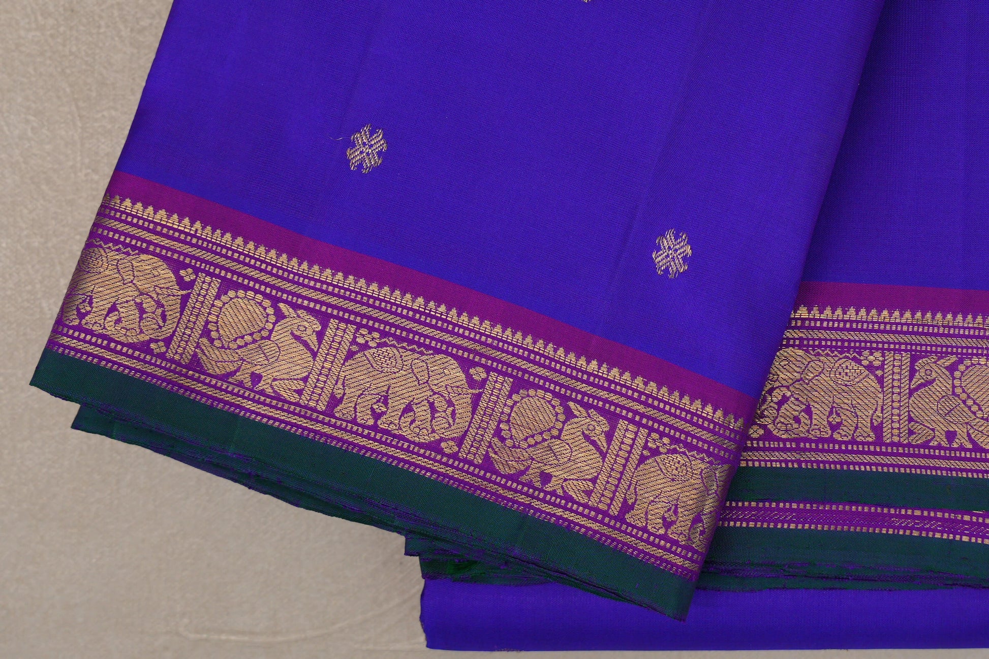 Indigo Violet Vintage Kanjivaram Silk Saree border