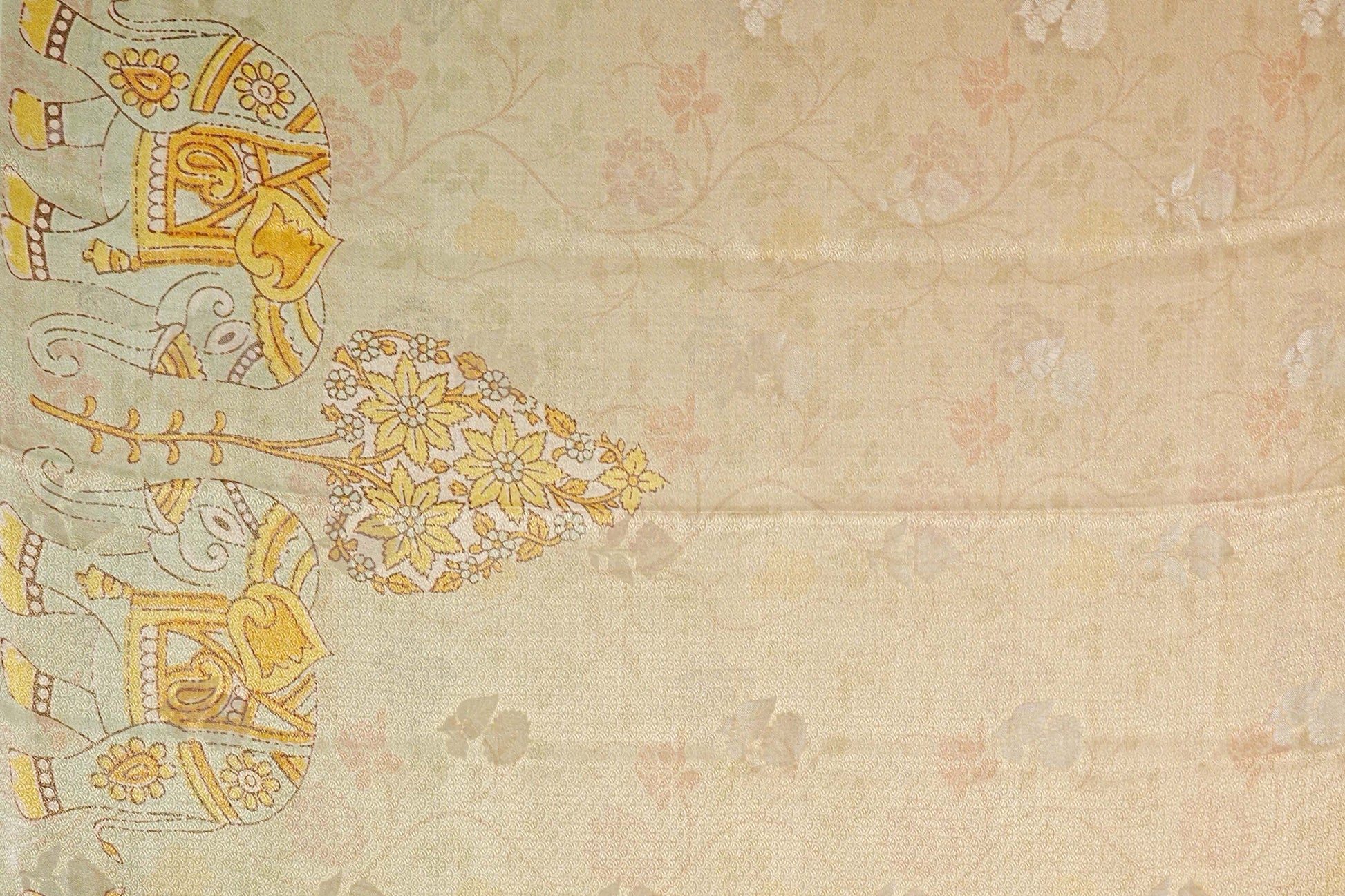 Dual Tone Pastel Mint Green with Antique Gold Mysore Silk Saree body zoom 