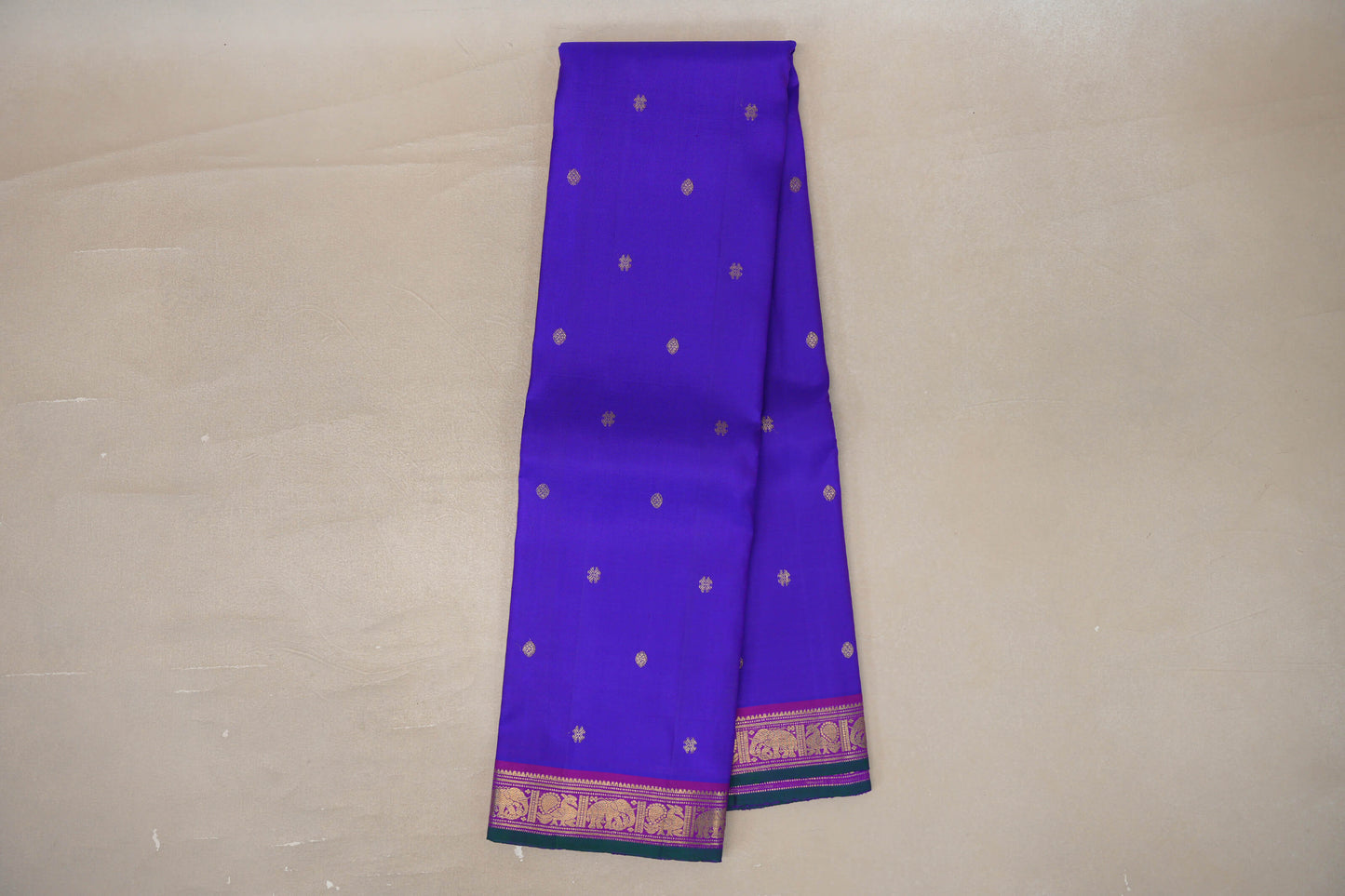Online Indigo Violet with Magenta Borders Vintage Kanjivaram Silk Saree