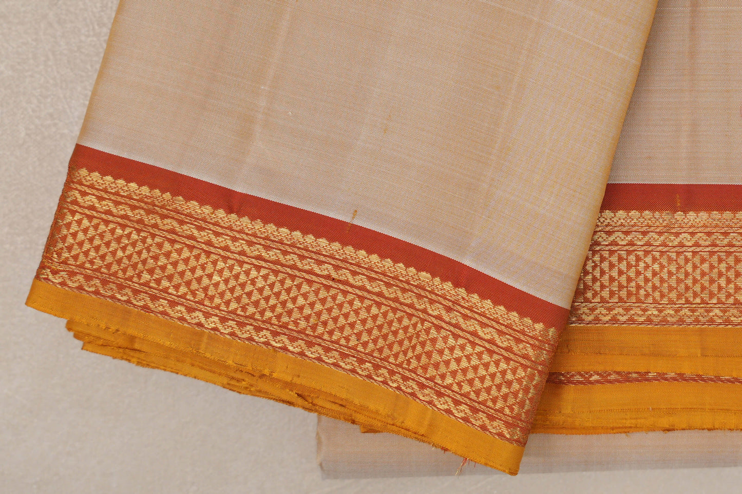Light Mustard Vintage Kanjivaram Silk Saree borders