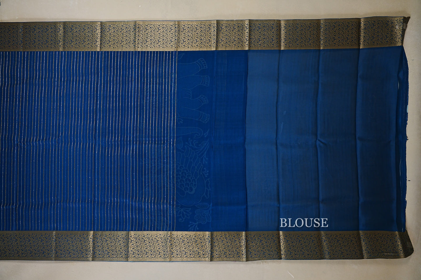 Deep Teal Blue mysore silk saree blouse