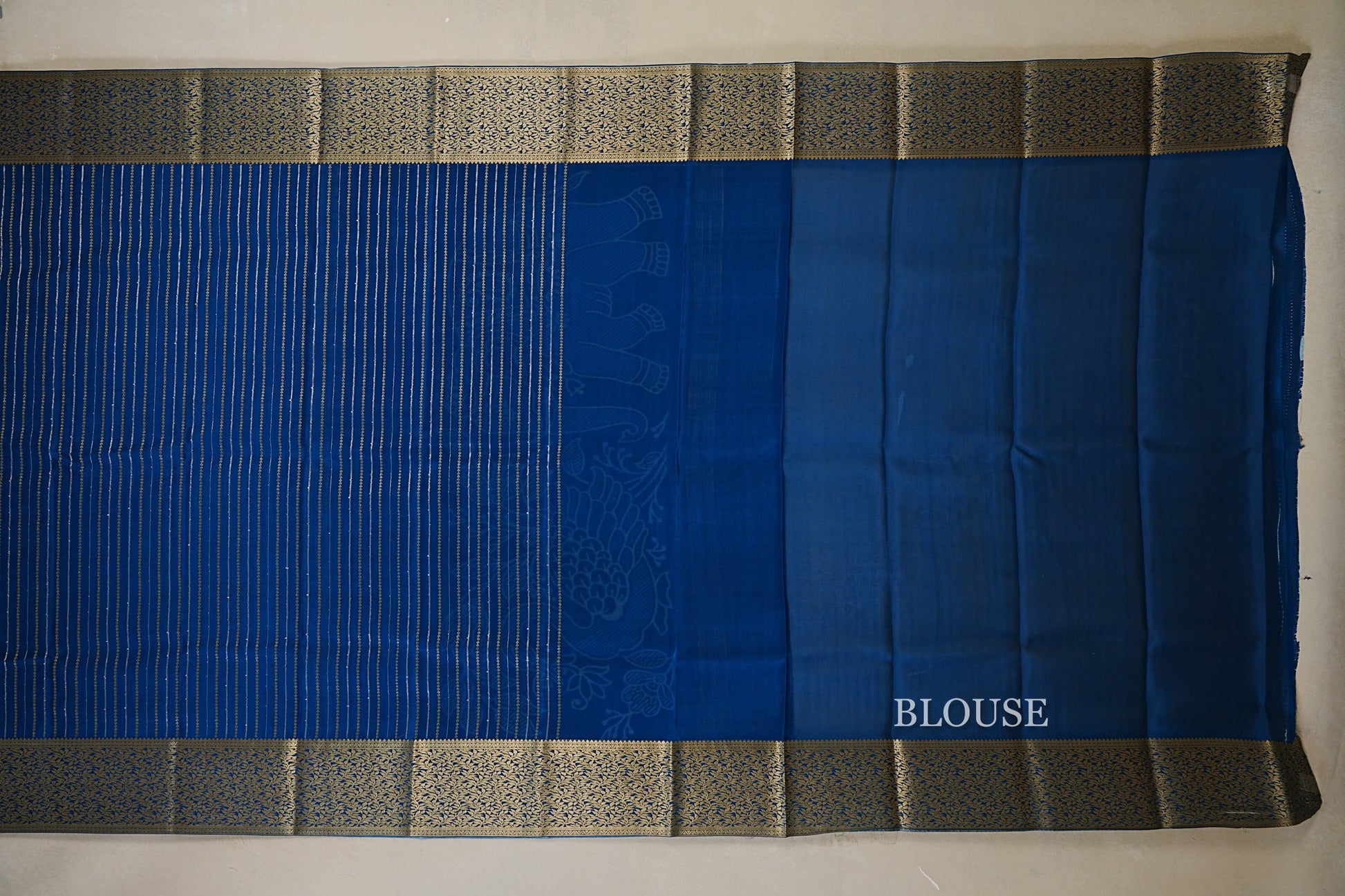 Deep Teal Blue mysore silk saree blouse