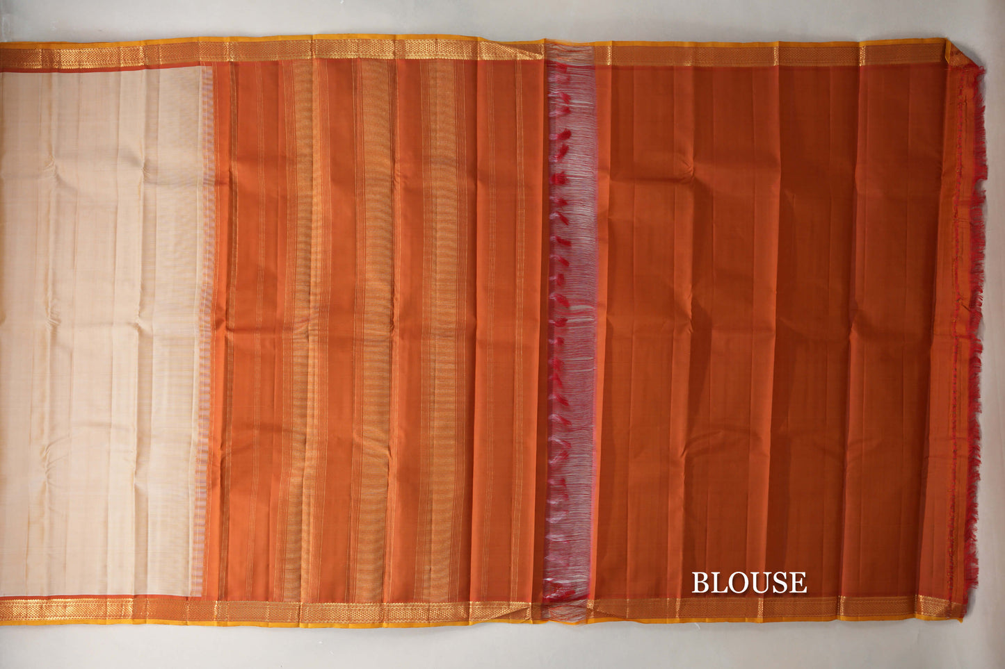 Light Mustard Vintage Kanjivaram Silk Saree blouse