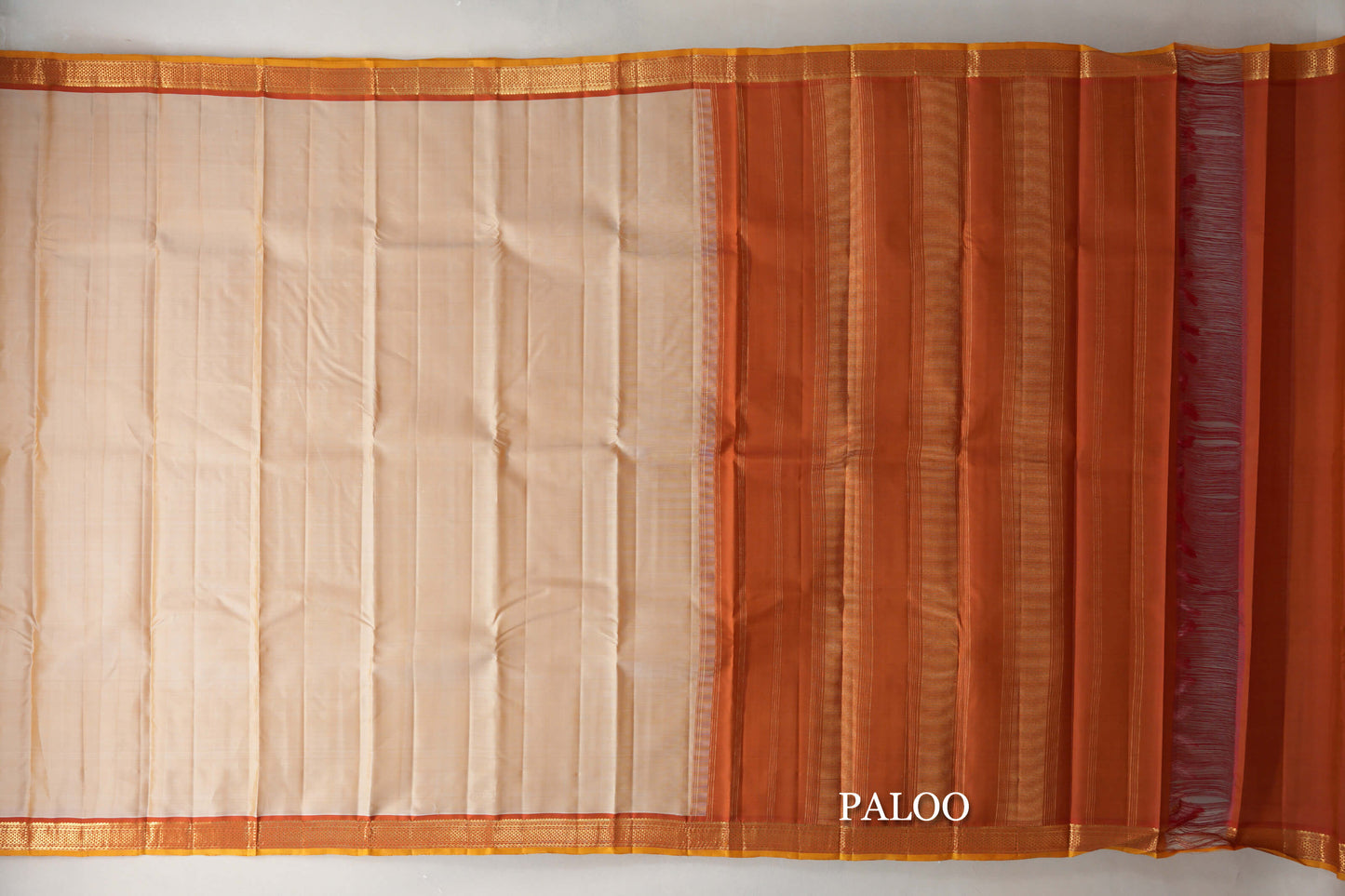 Light Mustard Vintage Kanjivaram Silk Saree paloo