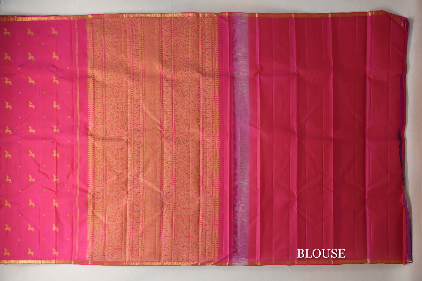 Orangish Pink Vintage Kanjivaram Silk Saree blouse