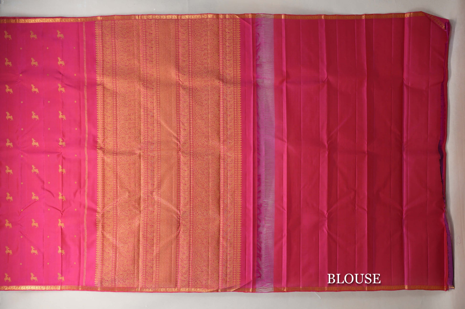 Orangish Pink Vintage Kanjivaram Silk Saree blouse