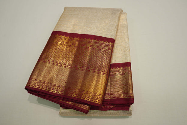 Off white vintage kanchipuram silk saree