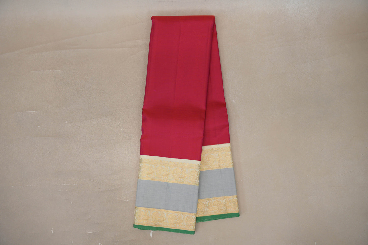 Online Orangish Pink with Cream Rettai Pettu Borders Vintage Kanjivaram Silk Saree