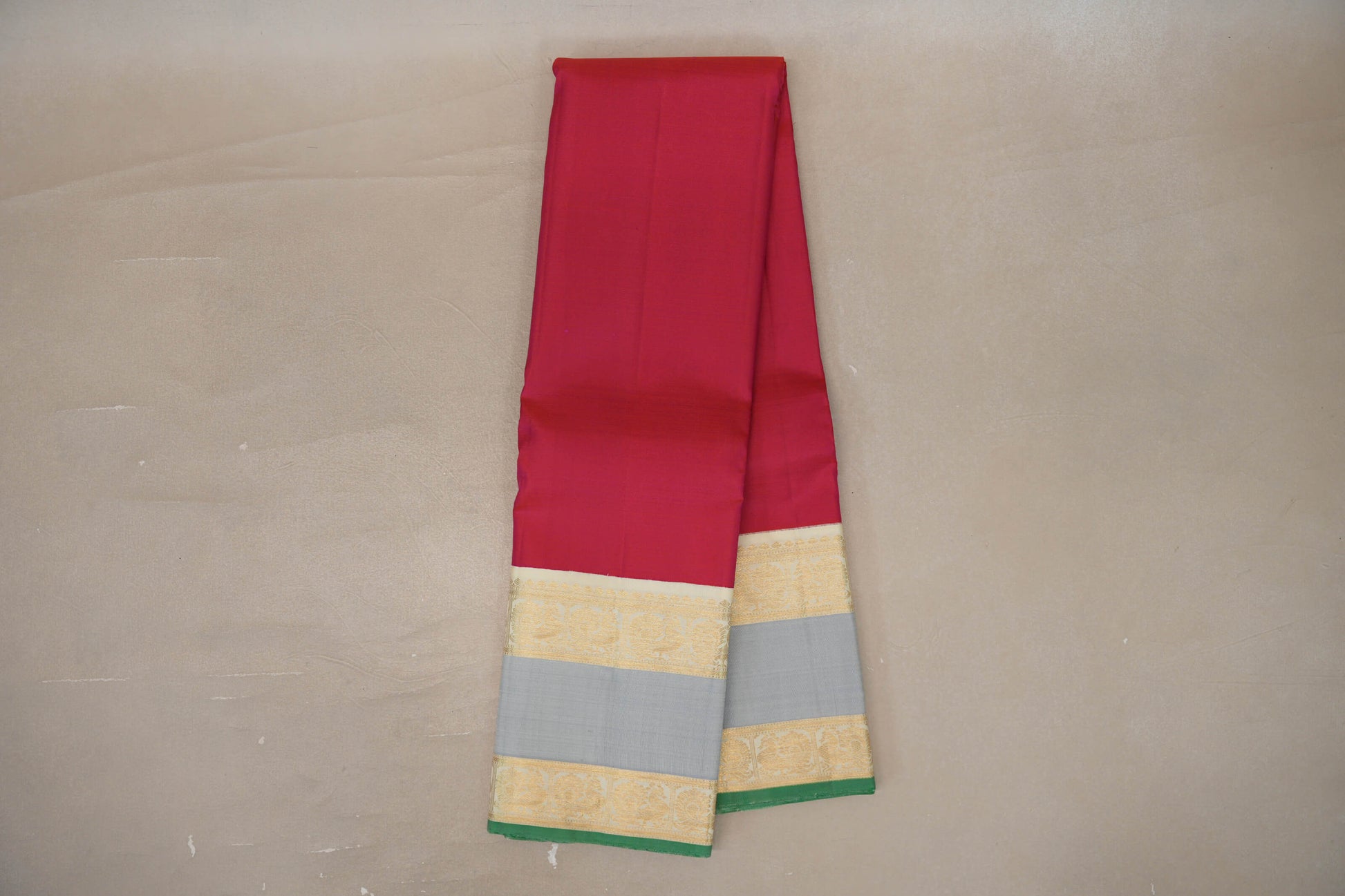 Online Orangish Pink with Cream Rettai Pettu Borders Vintage Kanjivaram Silk Saree