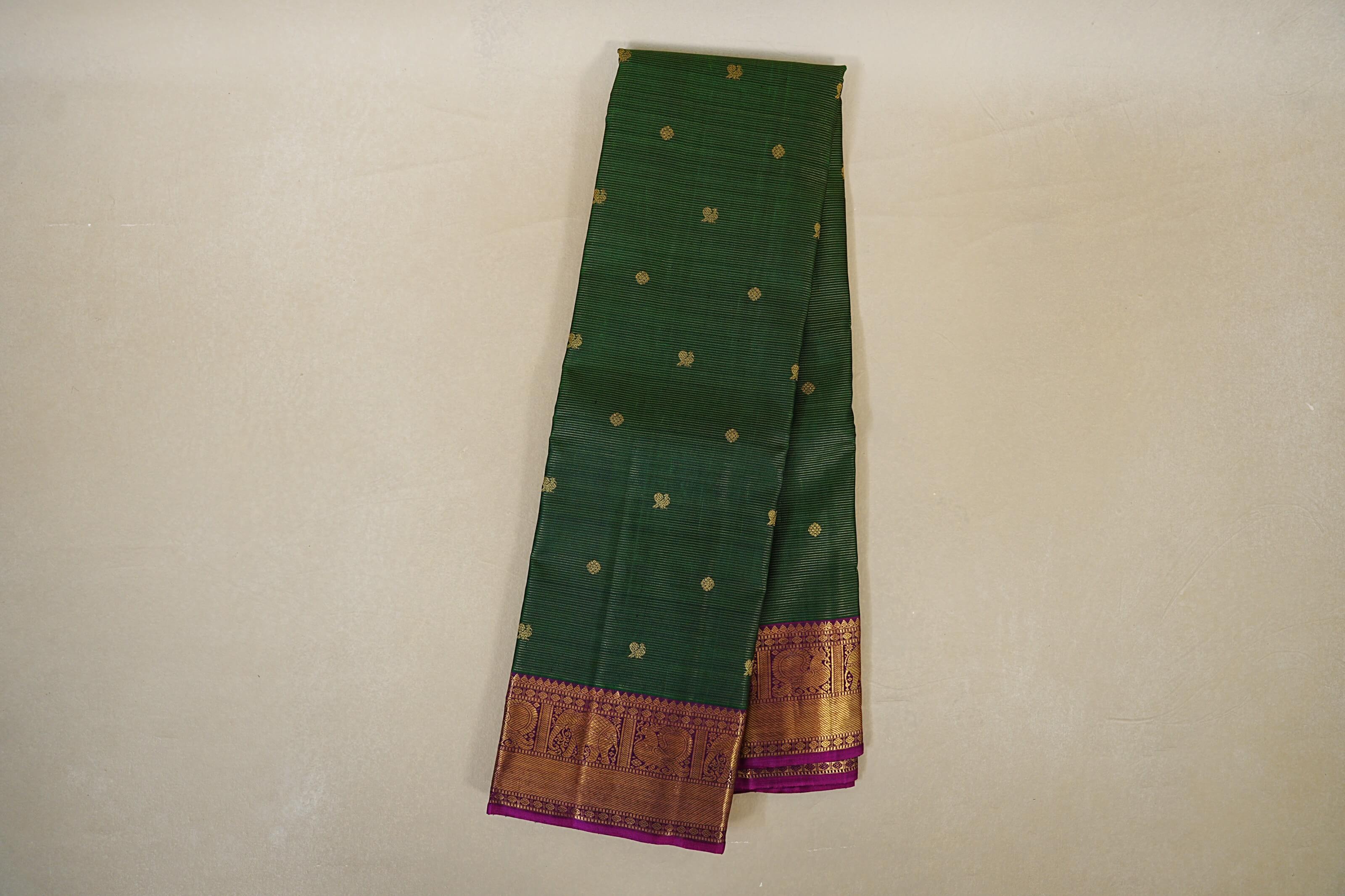 Bottle green Vaira Oosi Vintage Kanjivaram Silk Saree online