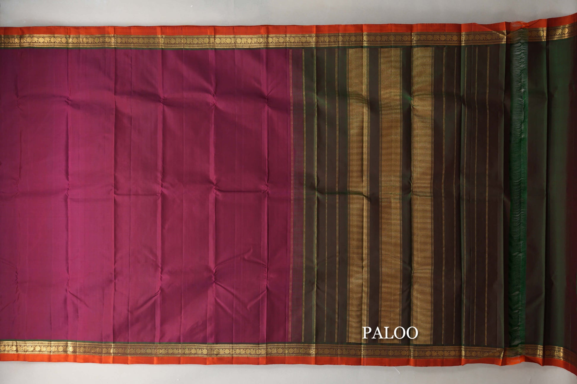 Deep Magenta Vintage Kanjivaram Silk Saree paloo
