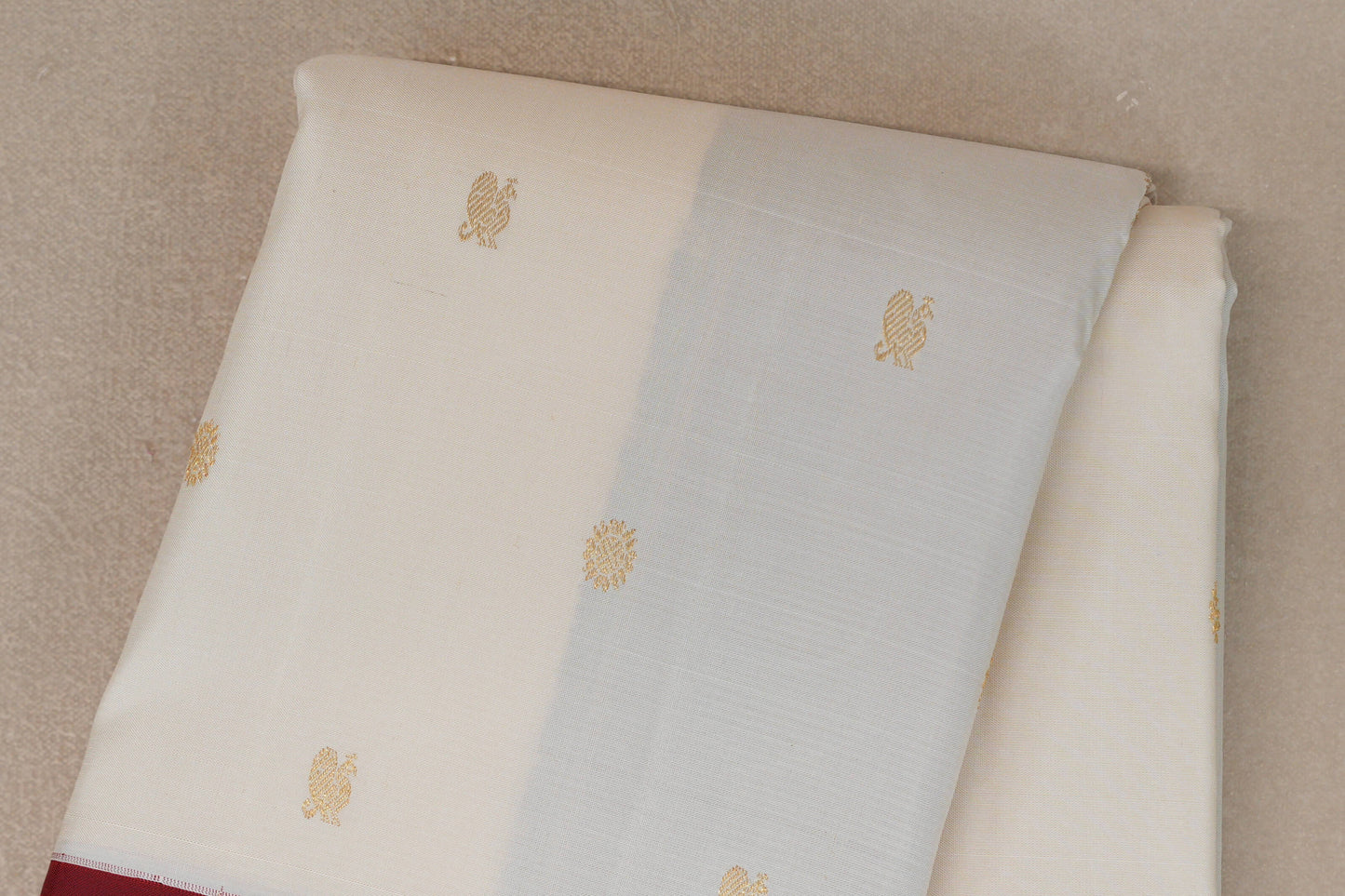 Cream with Deep Maroon /Deep Violet Borders Vintage Kanjivaram Silk Saree body