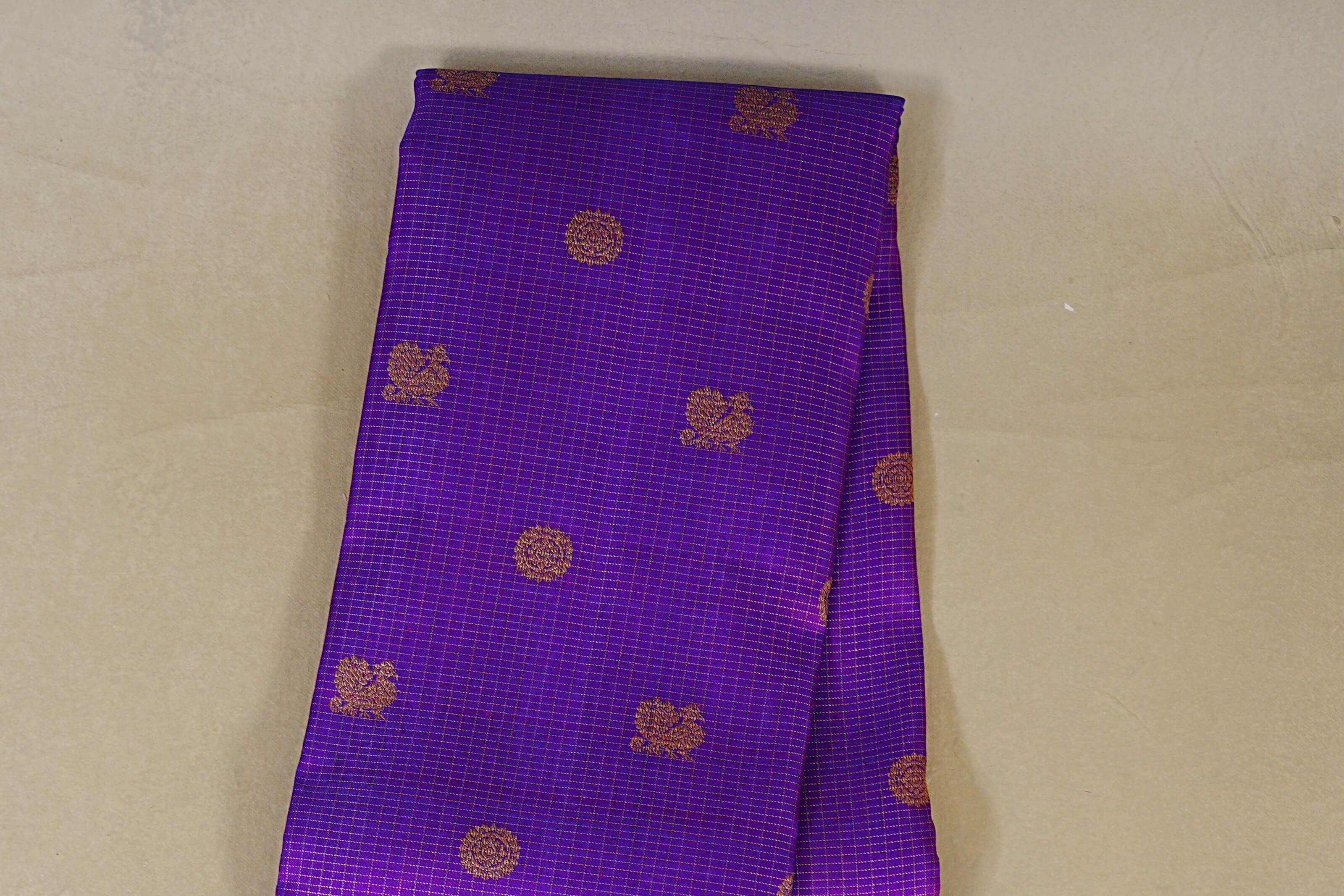 Dual Tone Purple and Blue Heirloom Kanjivaram Silk Saree  body zoom