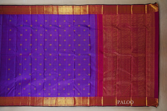 Dual Tone Purple and Blue Heirloom Kanjivaram Silk Saree  paloo