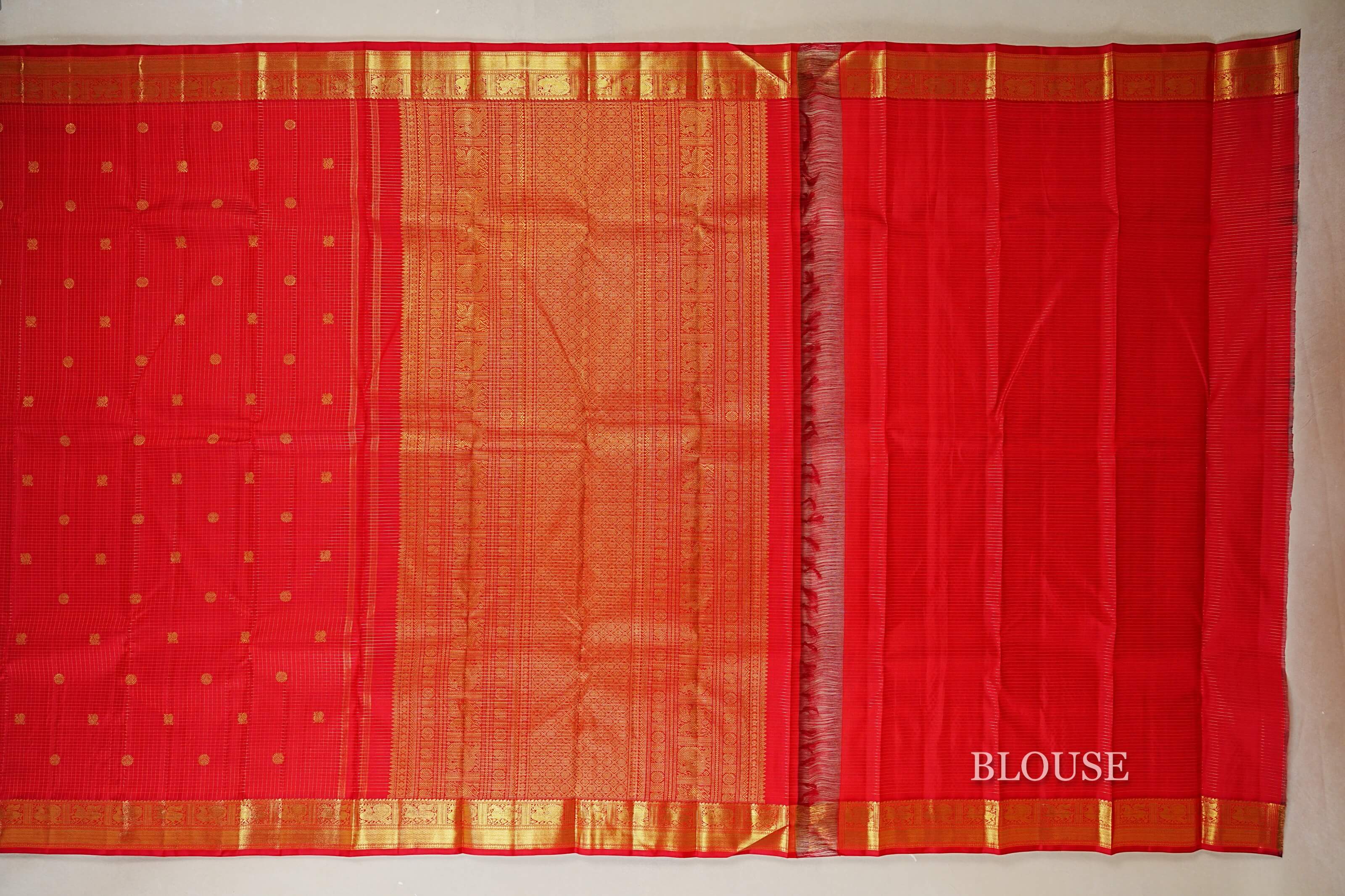 Red Heirloom Kanjivaram Silk Saree blouse
