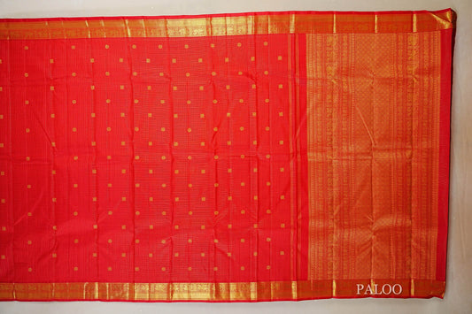 Red Heirloom Kanjivaram Silk Saree paloo