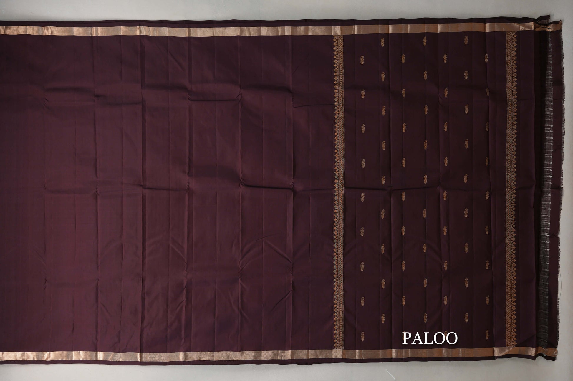 Dark Coffee Brown Light Weight Kanjivaram Silk Saree paloo